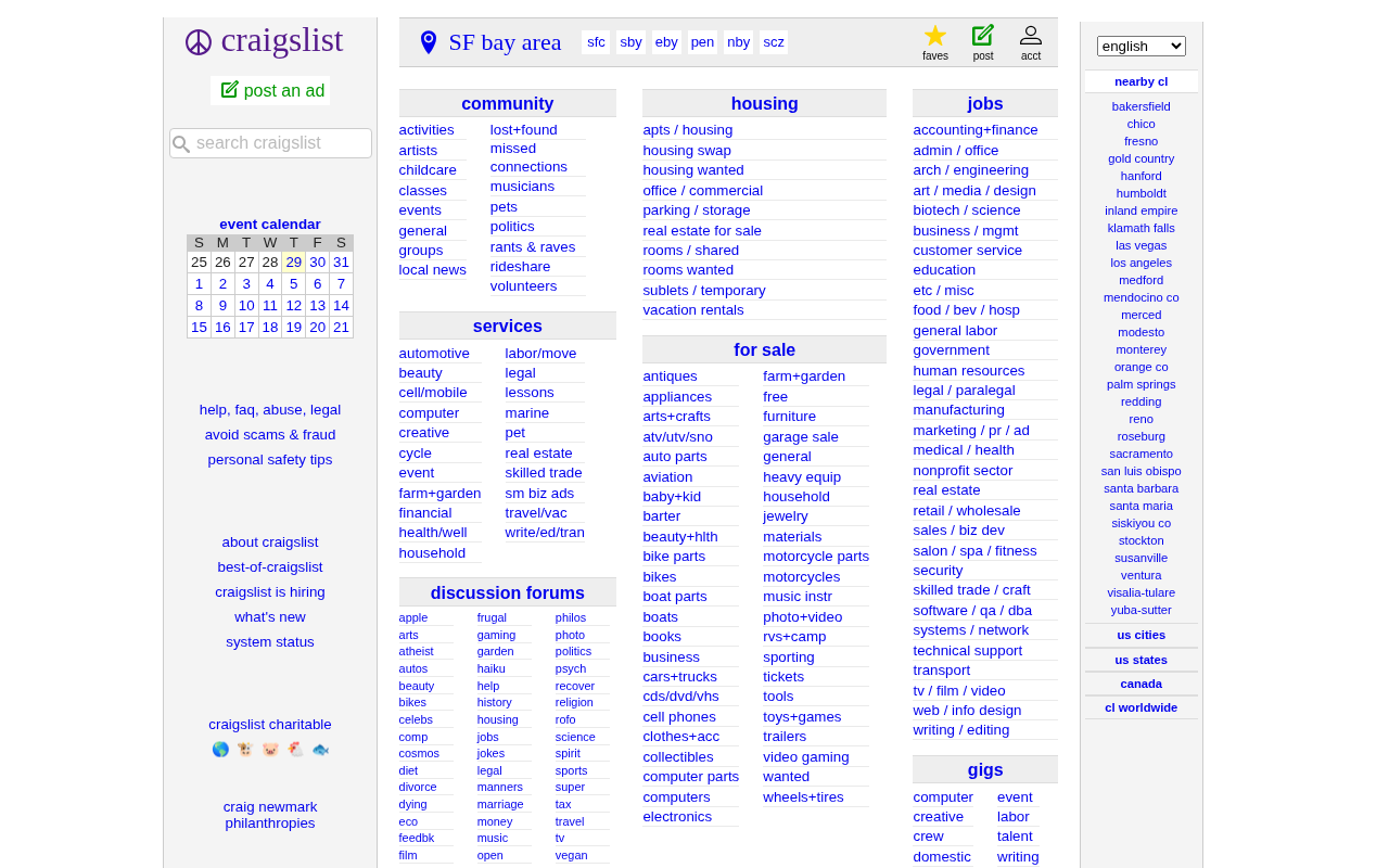 Actual screenshot of Craigslist