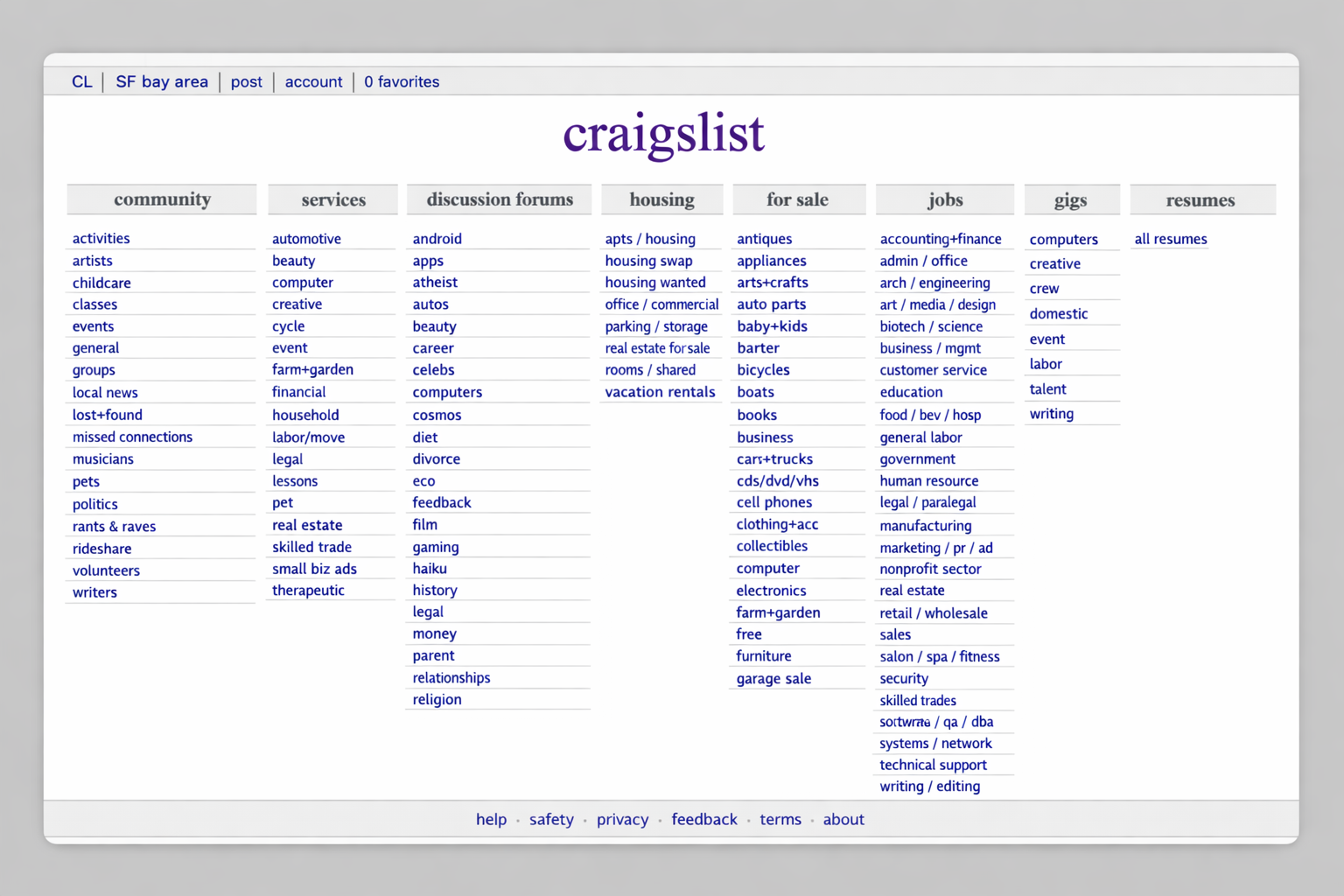My imagined version of Craigslist