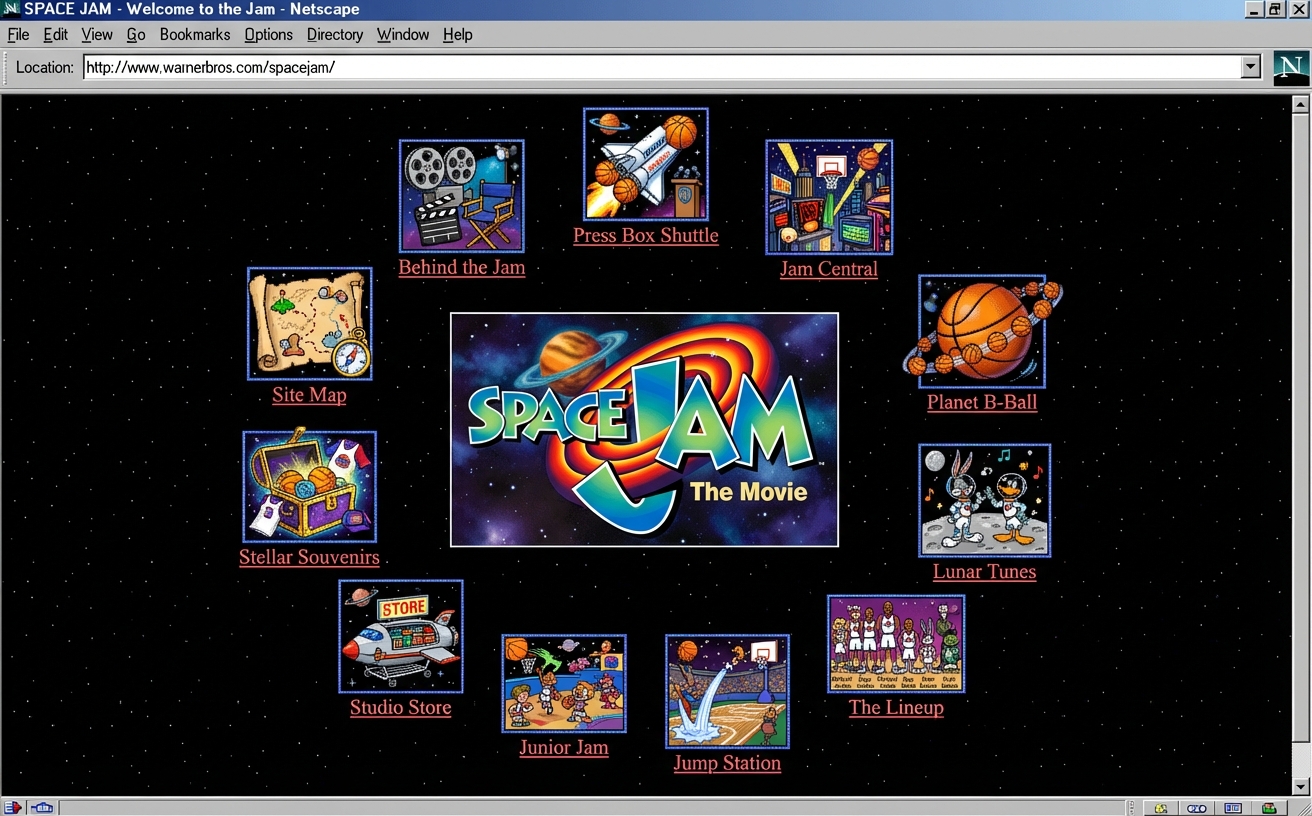 My imagined version of Space Jam 1996 website